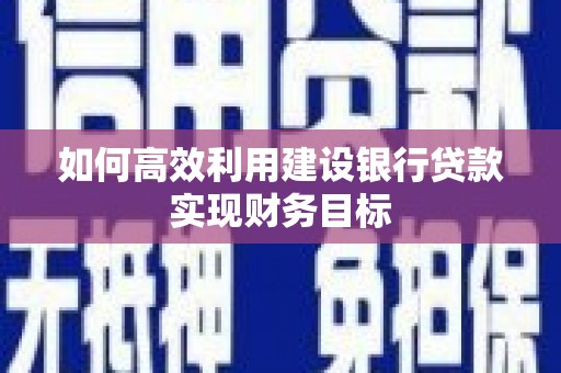 镇雄如何高效利用建设银行贷款实现财务目标