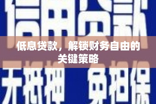 镇雄低息贷款，解锁财务自由的关键策略