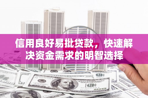 镇雄信用良好易批贷款，快速解决资金需求的明智选择