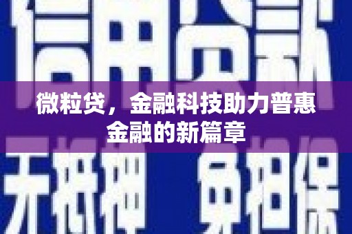 镇雄微粒贷，金融科技助力普惠金融的新篇章