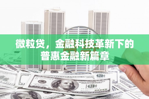 镇雄微粒贷，金融科技革新下的普惠金融新篇章