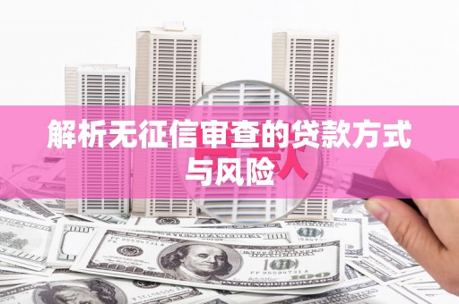 镇雄解析无征信审查的贷款方式与风险