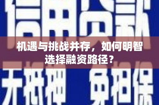 镇雄机遇与挑战并存，如何明智选择融资路径？